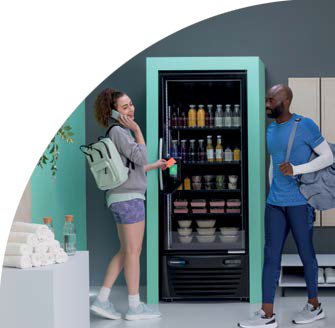 People using a smart market in a breakroom