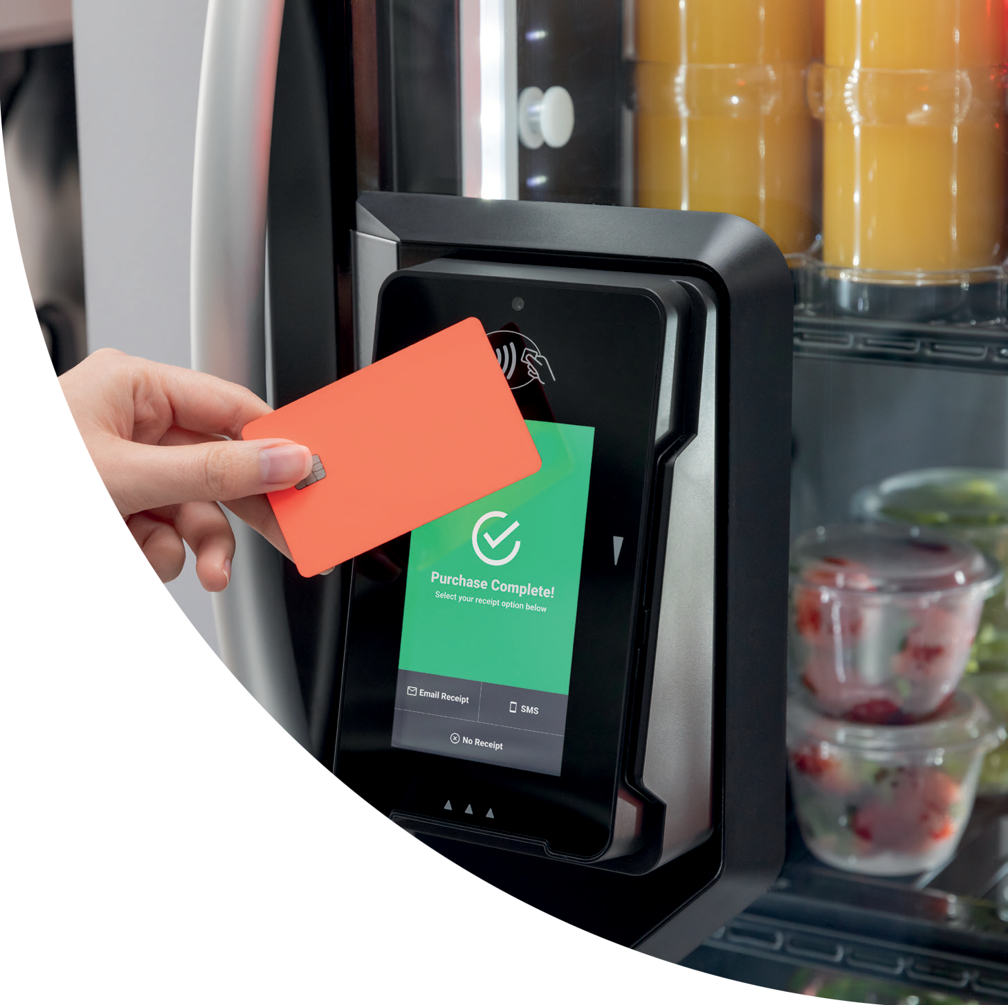 Tap to pay — card completing a purchase on the smart terminal